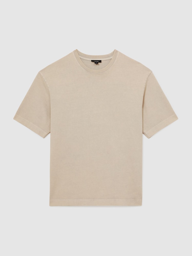 Reiss Oatmeal Nomo Cotton Garment-Dyed Oversize T-Shirt - Image 2 of 6 Reiss Oatmeal Nomo Cotton Garment-Dyed Oversize T-Shirt - Image 2 of 6