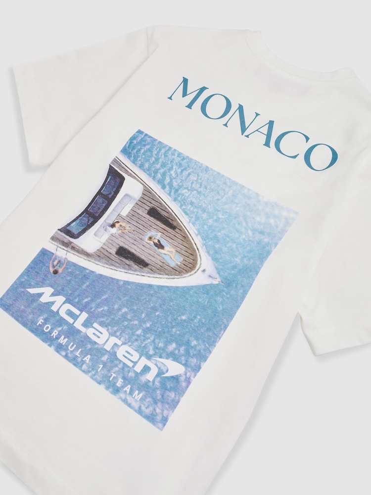 Reiss White Monaco McLaren F1 Team Monaco GP Unisex Fit T-Shirt - Image 9 of 9