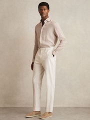 Reiss Easton Regular-Fit Cotton-Blend Pinstripe Trousers - Imagen 1 de 8