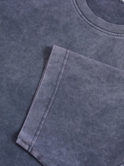 Reiss Indigo Blue Nomo Cotton Garment-Dyed Oversize T-Shirt - Image 7 of 7