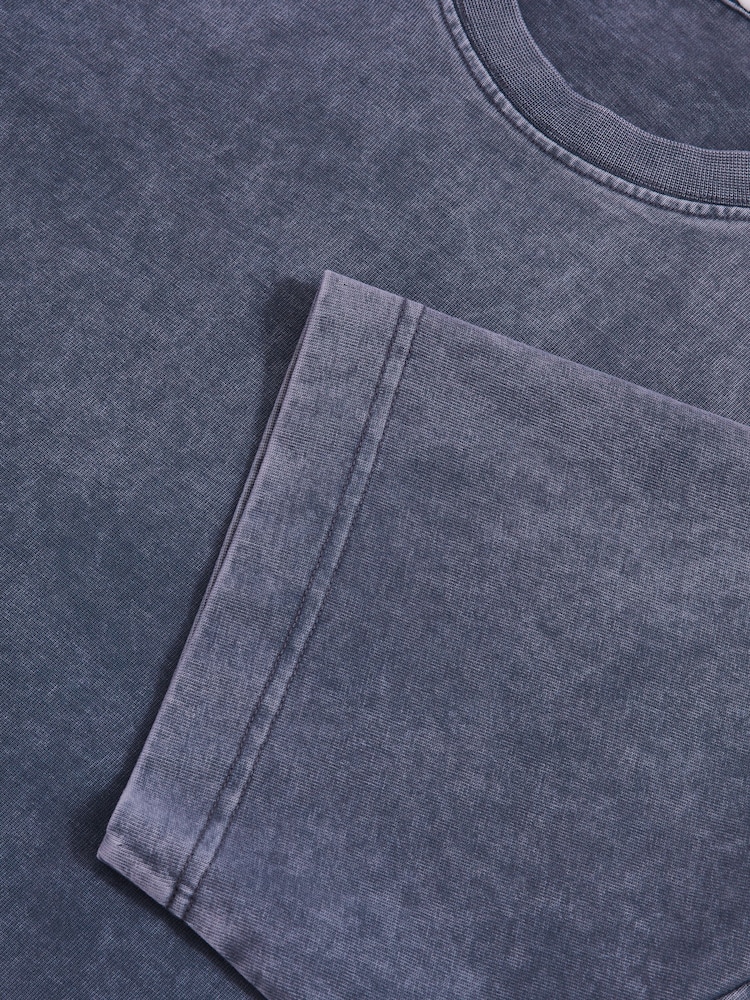 Reiss Indigo Blue Nomo Cotton Garment-Dyed Oversize T-Shirt - Image 7 of 7