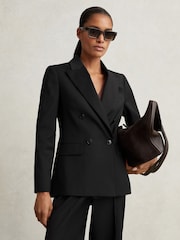 Reiss Black Haisley Wool Blend Double Breasted Suit Blazer - Image 1 of 6