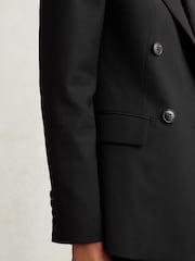 Reiss Black Haisley Wool Blend Double Breasted Suit Blazer - Image 4 of 6