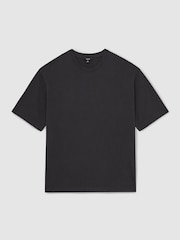 Reiss Washed Black Nomo Cotton Garment-Dyed Oversize T-Shirt - Image 2 of 6