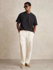 Reiss Washed Black Nomo Cotton Garment-Dyed Oversize T-Shirt - Image 3 of 6