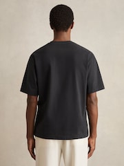 Reiss Washed Black Nomo Cotton Garment-Dyed Oversize T-Shirt - Image 5 of 6