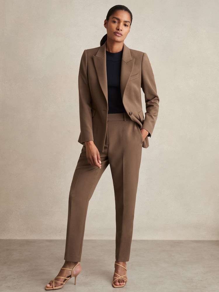 Reiss Mink Neutral Gabi Petite Slim Fit Suit Trousers - Image 1 of 7