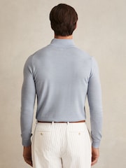 Reiss Soft Blue Blackhall Merino Wool Half-Zip Funnel Neck Jumper - Image 4 of 5