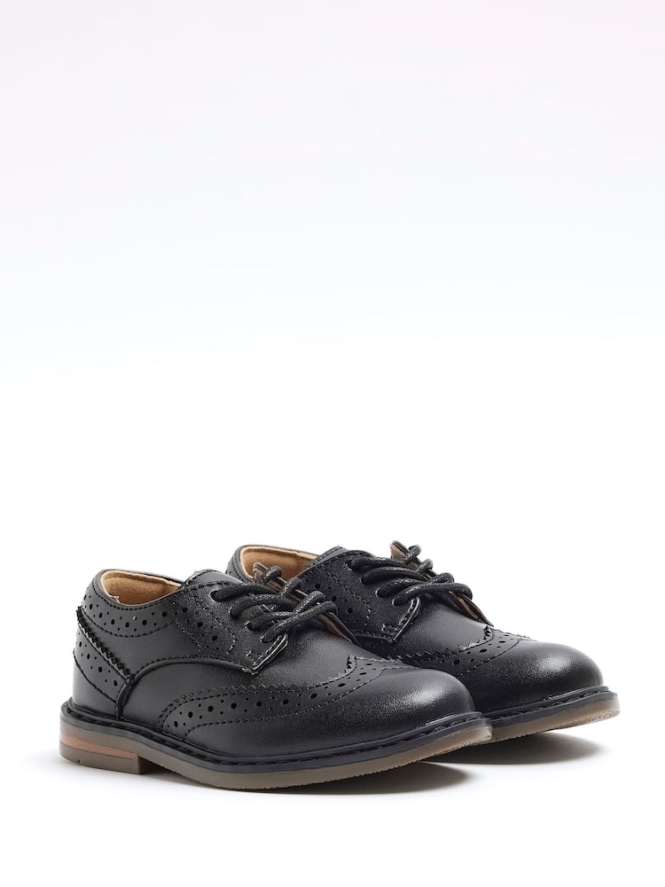 River Island Black Boys Brogue Shoes - Image 2 of 5