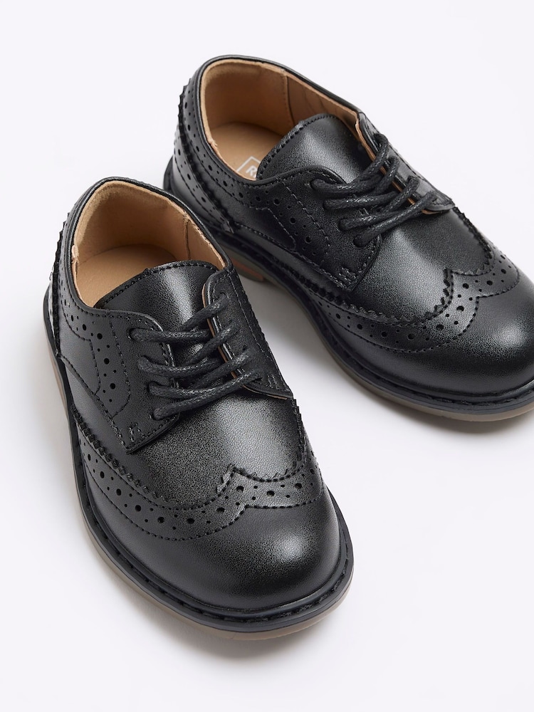 River Island Black Boys Brogue Shoes - Image 4 of 5