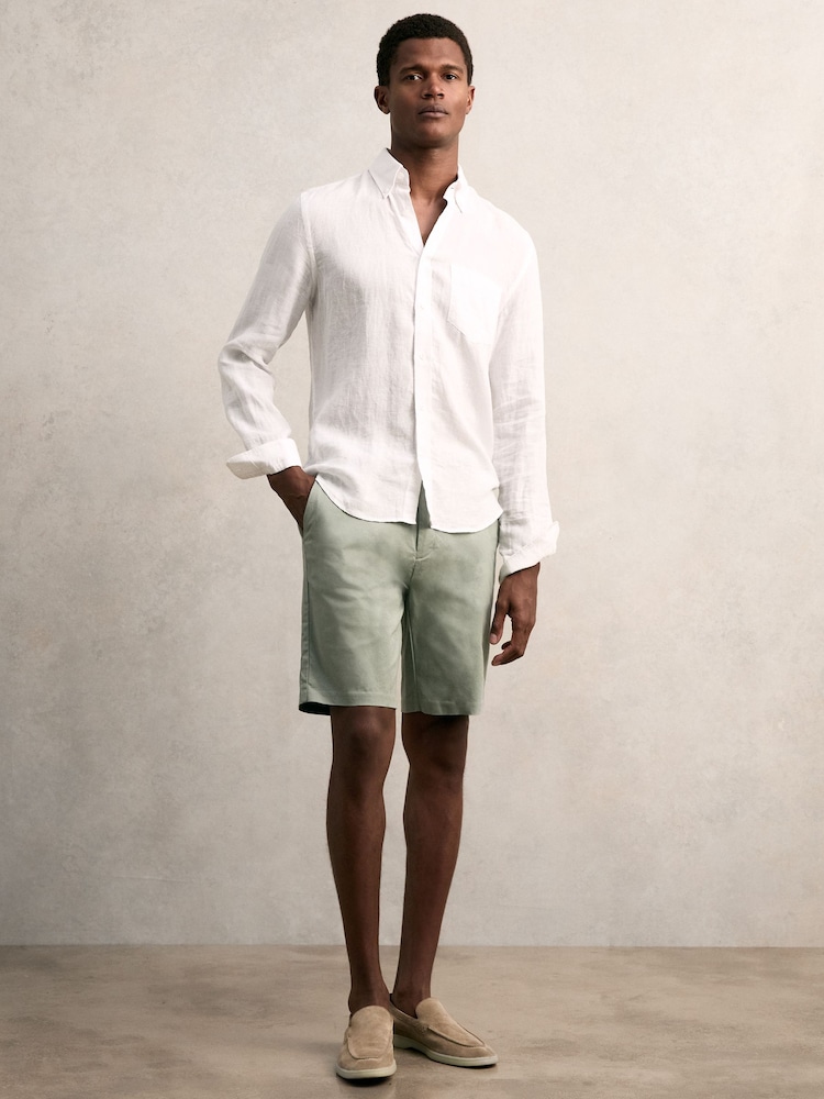 Reiss Pistachio Wicket Cotton Chino Shorts with Stretch - Image 1 of 6