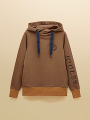 Joules Rushton Tan/Navy Stripe Cotton Cowl Neck Hoodie - Image 8 of 8