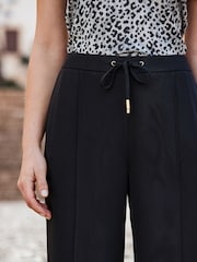 Sosandar Black Wide Leg Tie Waist Trousers - Image 4 of 5