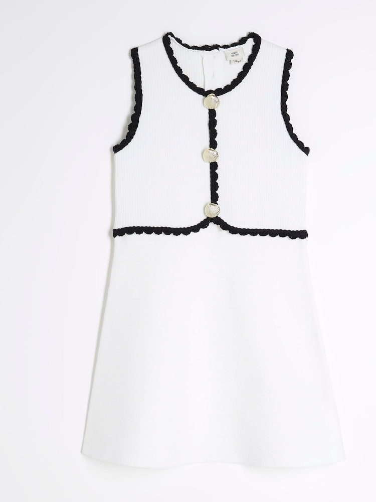 Alb - Rochie pentru fete River Island cu model scoică - Imaginea 1 din 4