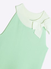 River Island Green Girls Bow Scallop Hem Dress - Image 3 of 4