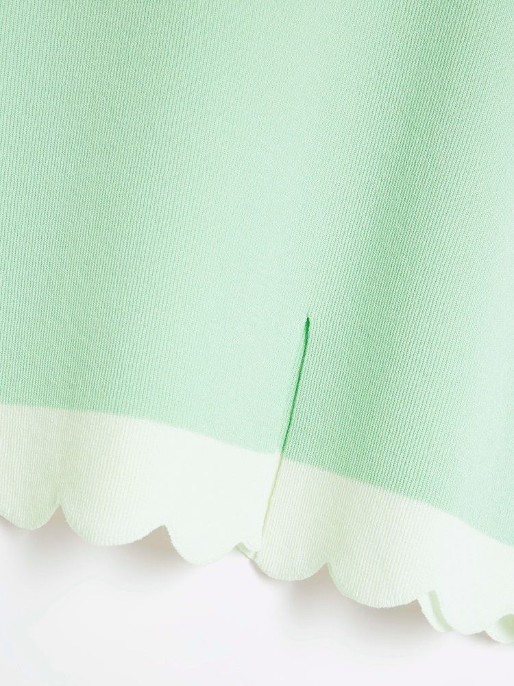 River Island Green Girls Bow Scallop Hem Dress - Image 4 of 4