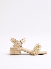 River Island Brown Girls Raffia Heel Sandals - Image 1 of 5
