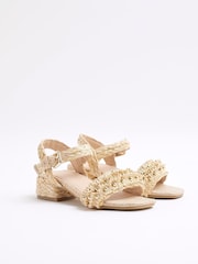 River Island Brown Girls Raffia Heel Sandals - Image 2 of 5