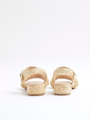 River Island Brown Girls Raffia Heel Sandals - Image 3 of 5