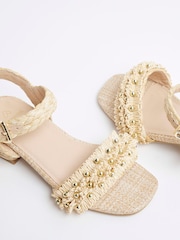 River Island Brown Girls Raffia Heel Sandals - Image 4 of 5