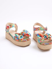 River Island Natural Girls Multi Colour Printed Wedge Sandals - Image 3 of 5