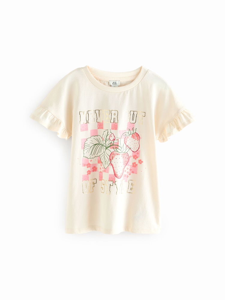 River Island Girls 100% Cotton Frill T-Shirts 2 Pack - Bild 2 von 3