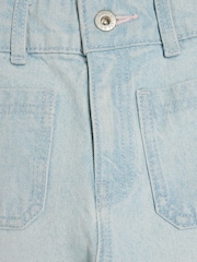 River Island Blue Girls Denim 100% Cotton Cropped Wide Leg Jeans - Image 4 of 4