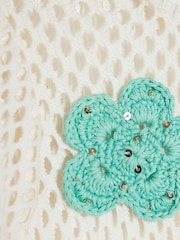 River Island Cream Girls Crochet Flower Dress - Image 3 of 4