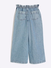 River Island Blue Girls 100% Cotton Denim Wide Leg Jeans - Image 2 of 4