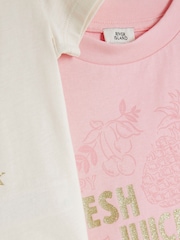 River Island Girls Postcard Print 100% Cotton T-Shirts 2 Pack - Bild 4 von 4