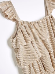 River Island Girls Gold Plisse Ruffle Jumpsuit - صورة 3 من 4
