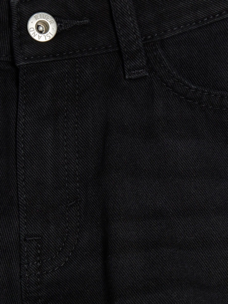 River Island Black Girls Denim Circle 100% Cotton Shorts - Image 4 of 4