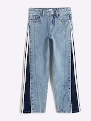 River Island Blue Girls Denim 100% Cotton Hybrid Straight Jeans - Image 1 of 4