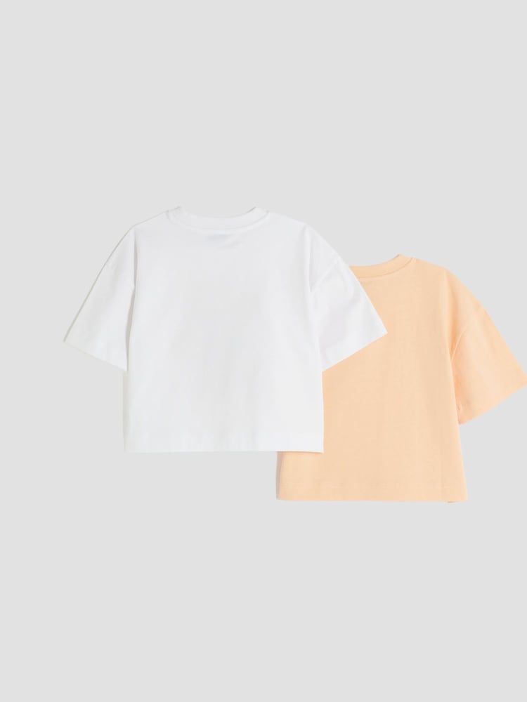 River Island Pink Girls Graphic Boxy 100% Cotton T-Shirts 2 Pack - Image 2 of 4 River Island Pink Girls Graphic Boxy 100% Cotton T-Shirts 2 Pack - Image 2 of 4