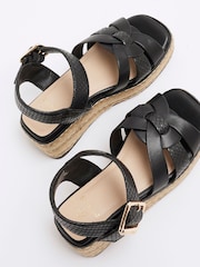 River Island Black Girls Faux Leather Weave Wedge Sandals - Image 5 of 5