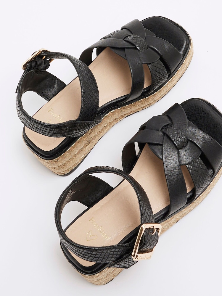 River Island Black Girls Faux Leather Weave Wedge Sandals - Image 5 of 5