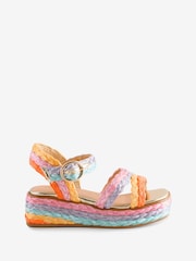 River Island Natural Girls Multi Colour Wedge Sandals - Image 1 of 2