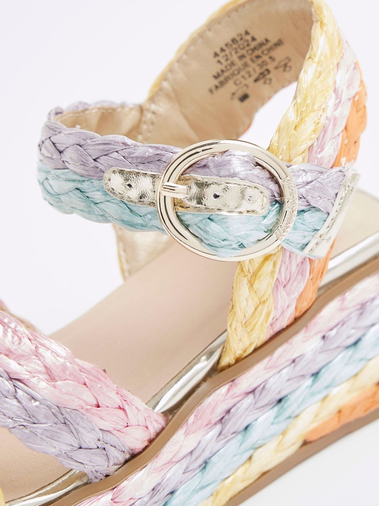 River Island Natural Girls Multi Colour Wedge Sandals - Image 2 of 2 River Island Natural Girls Multi Colour Wedge Sandals - Image 2 of 2