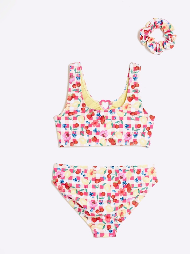 River Island Orange Girls Gingham Fruit Bikini - Image 1 of 4