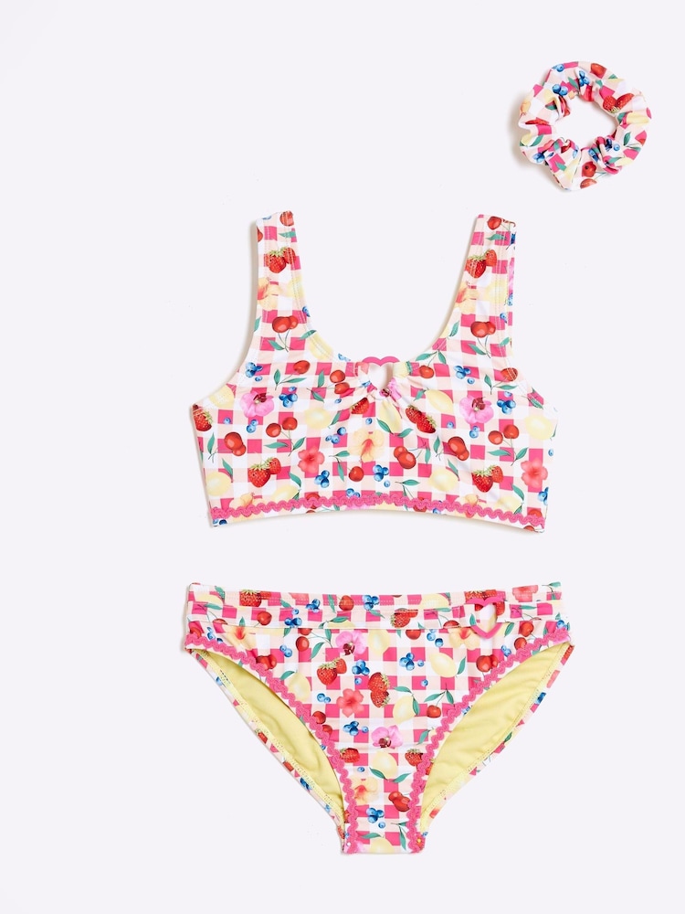 River Island Orange Girls Gingham Fruit Bikini - Image 2 of 4