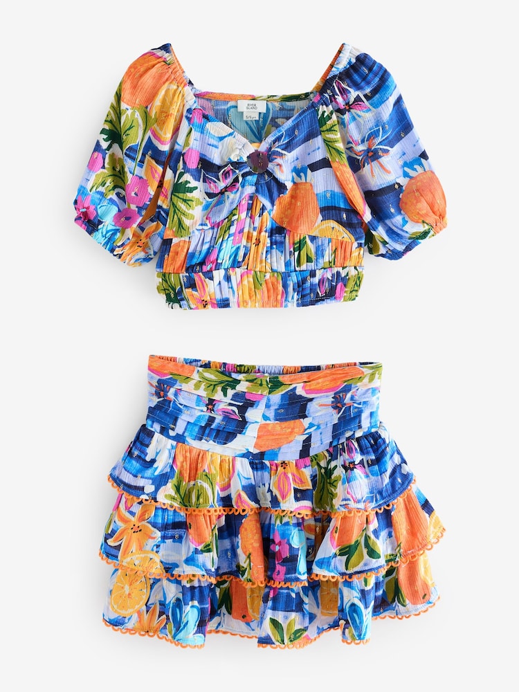 River Island Blue Girls Bandana Rara Skirt Set - Image 1 of 1