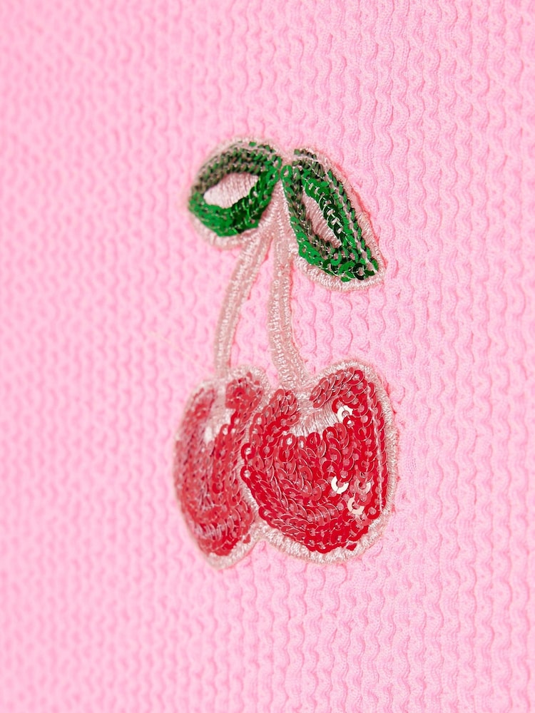 River Island Pink Girls Cherry T-Shirt Bikini - Image 4 of 4