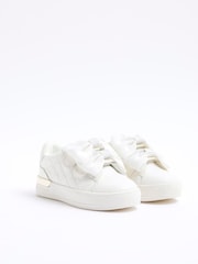 River Island White Girls Bow Trainers - Image 2 of 5