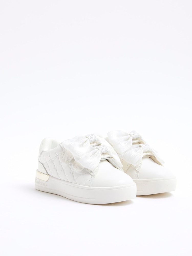 River Island White Girls Bow Trainers - Image 2 of 5