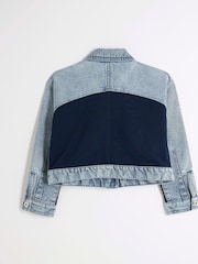 River Island Blue Girls 100% Cotton Hybrid Denim Jacket - Image 2 of 4