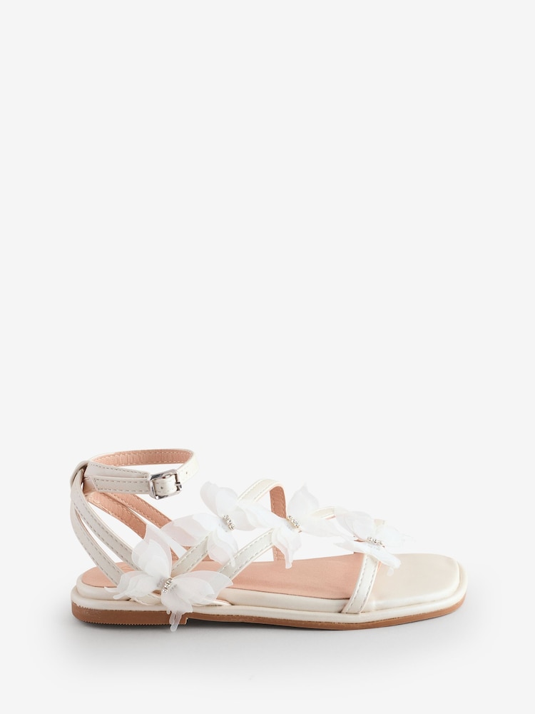 River Island Cream Girls Butterfly Sandals - Image 1 of 4 River Island Cream Girls Butterfly Sandals - Image 1 of 4