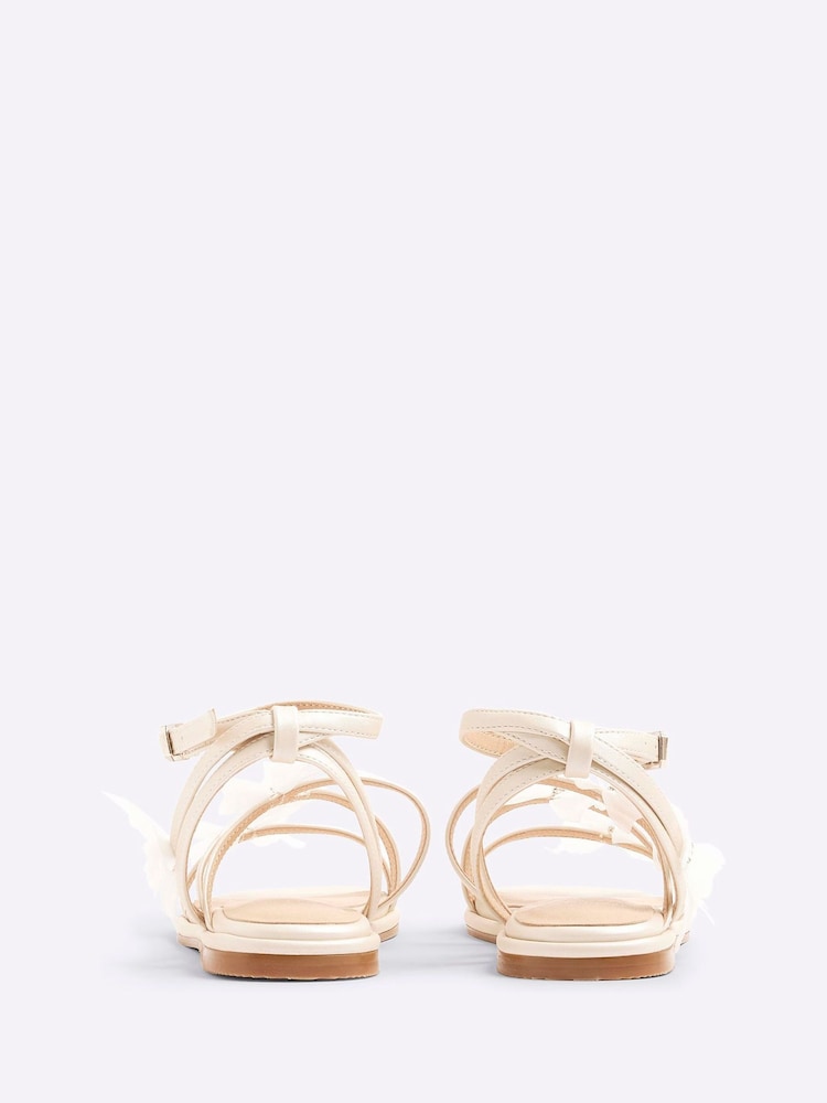 River Island Cream Girls Butterfly Sandals - Image 2 of 4 River Island Cream Girls Butterfly Sandals - Image 2 of 4