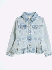 River Island Girls Peplum Denim Jacket - صورة 1 من 4
