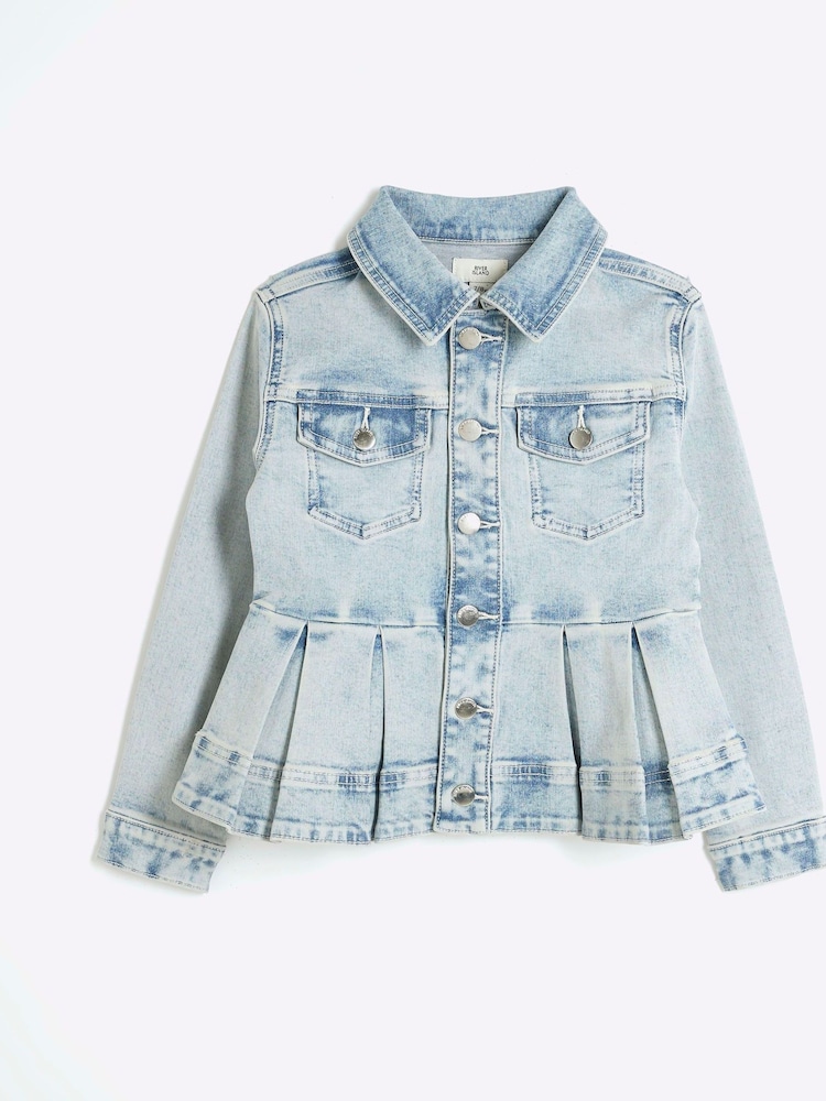 River Island Girls Peplum Denim Jacket - صورة 1 من 4