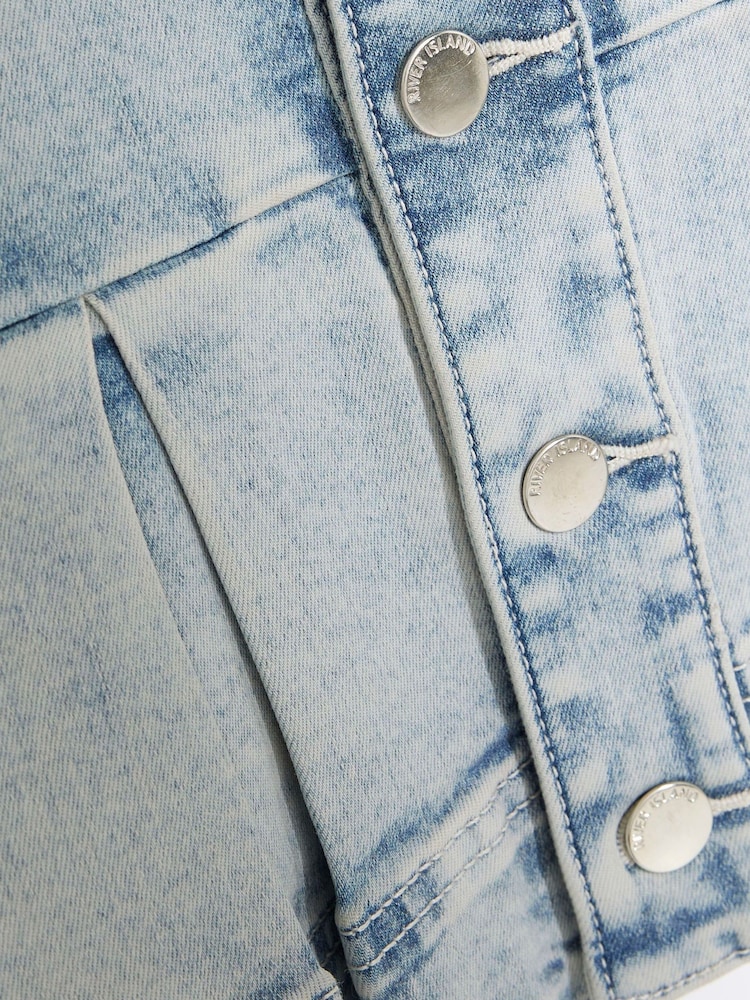 River Island Blue Girls Peplum Denim Jacket - Image 3 of 4